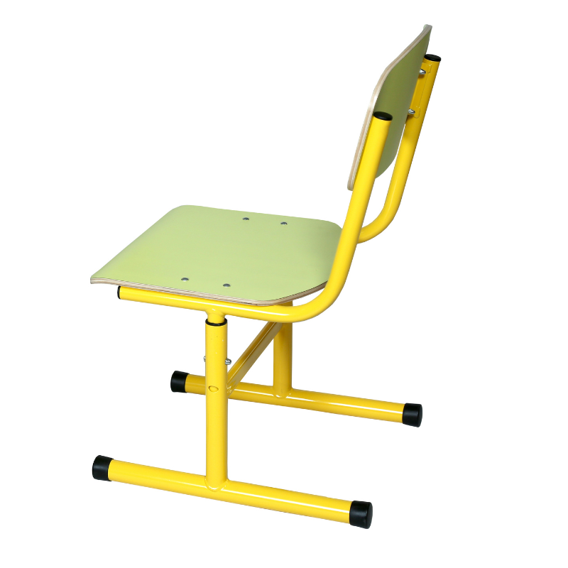 Стілець учнівський Т-подібний, на круглій металевій трубі, з покриттям фанери пластиком HPL, ростові групи №4-7, АЛМАНТ, 421х495х781-901 мм, (h=380-500 мм).